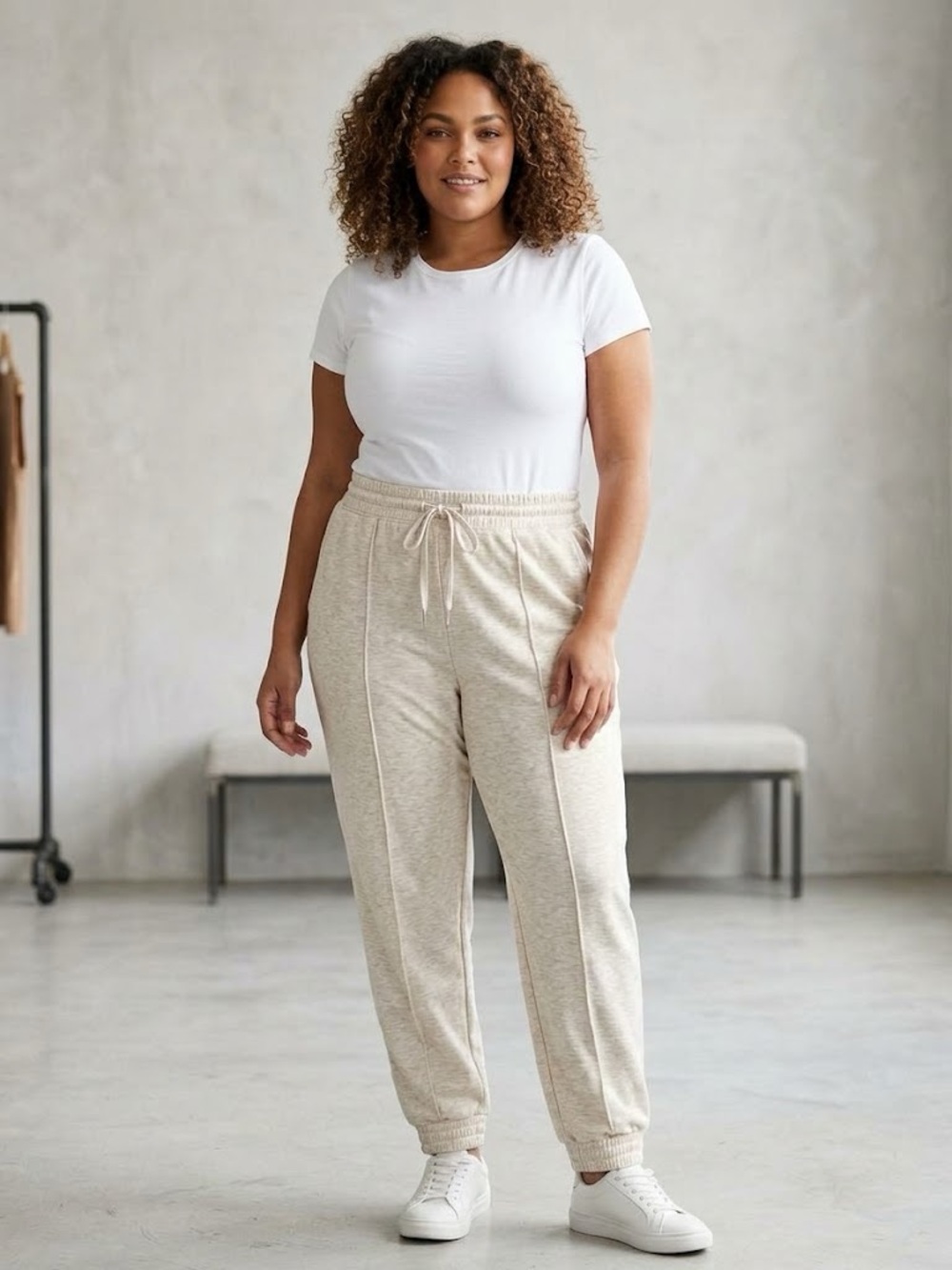 Zenana Outfitters Cream Drawstring Joggers